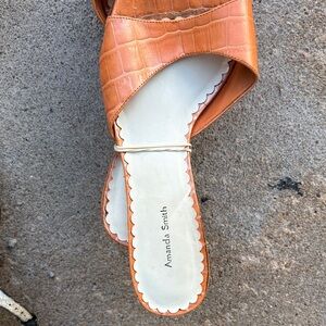 Amanda Smith Croc-Embossed Orange Sandals